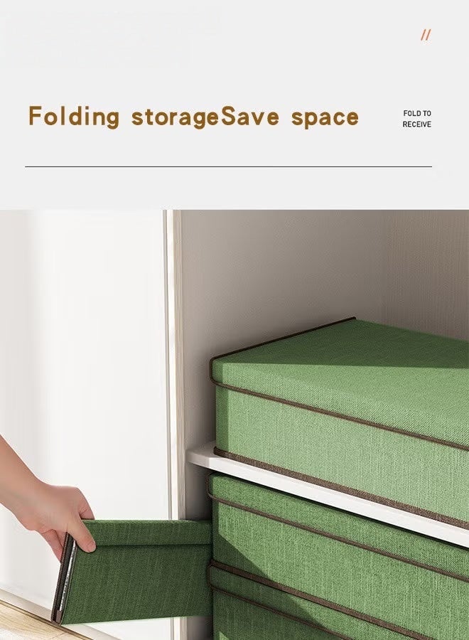 EETU Underwear Storage Box,17 Cells And 13 Cells Fabric Divider Drawer Organizer With Cover,2-Piece Foldable Closet Storage Boxes For Socks, Bras,Ties,Towels,Scarves,Green - Image 3